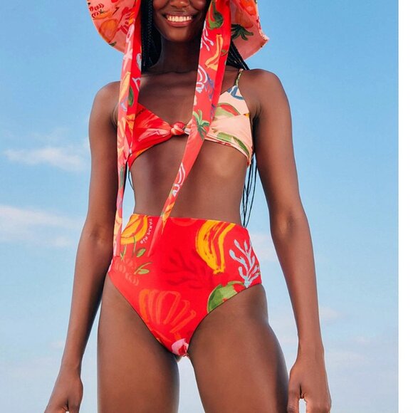 FARM Rio Other - Farm Rio Mixed Fruits Ocean High-Waisted Bikini Bottom